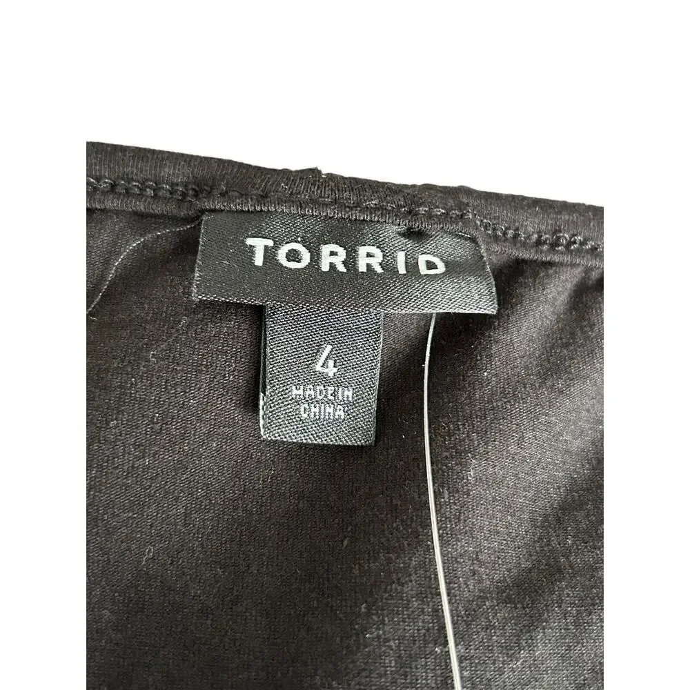 Torrid Dress Womens Size 4 Black Floral Scoop Neck Pockets Short Sleeve Pockets - Picture 8 of 16